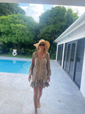 Ollie Burwell - Kaftan beach  cover up Glitter and Sparkle Dress - Mink and cream  tye dye