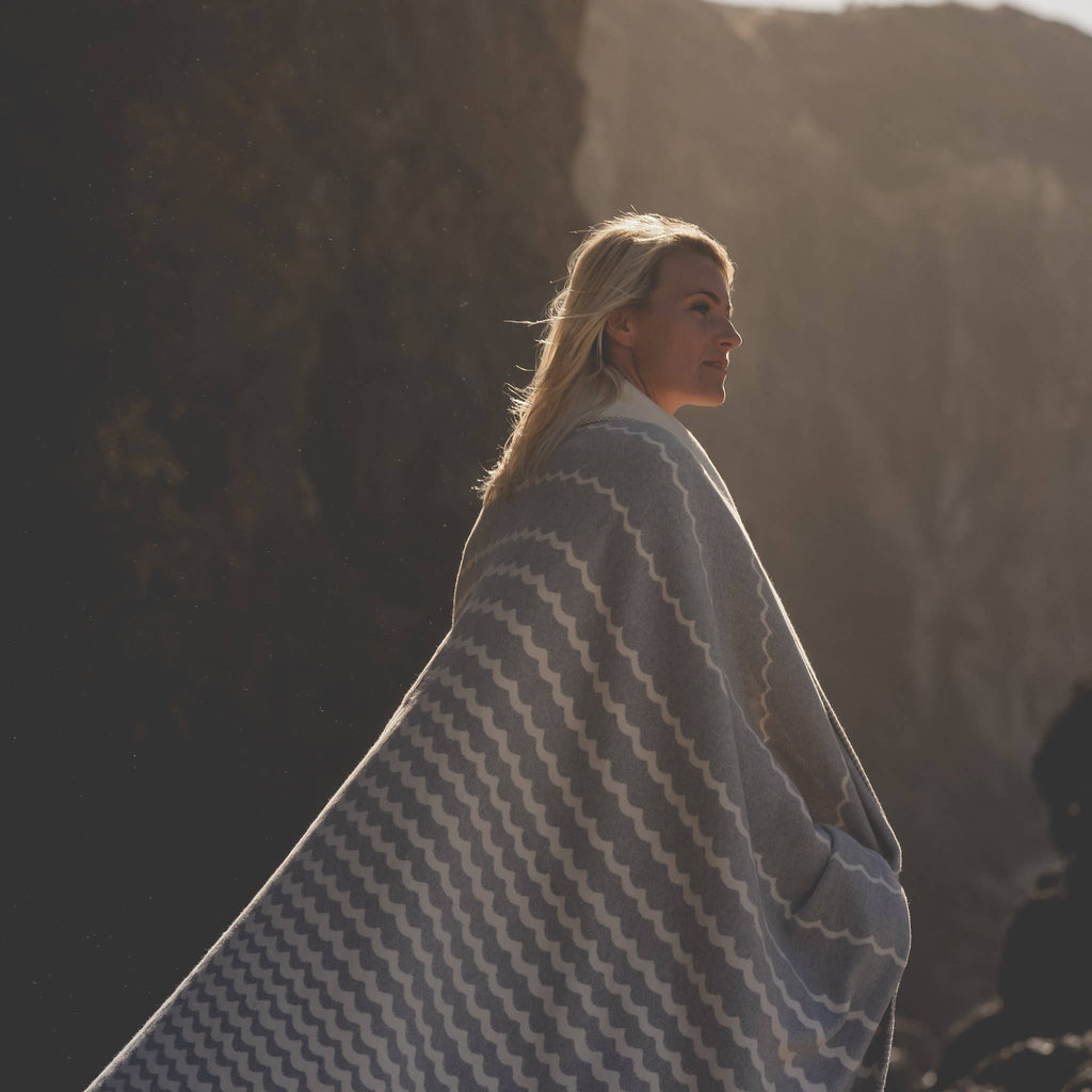 Atlantic Blankets - Grey Swell Recycled Cotton Blanket: Large 160 x 200cm