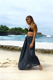 Ollie Burwell - Black Echo | Eco-Friendly | Silk Sarong | Scarf | Hand-Print
