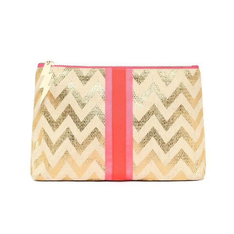Cockatoo - Gold Zig Zag Medium Clutch Bag