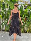 Ollie Burwell - Sundress with pockets - Black and Gold tye dye one size