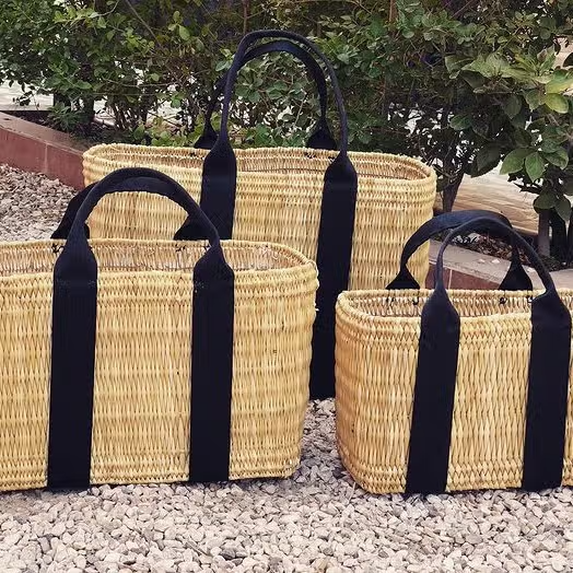 MARRAKECH METACRAFT LTD - Moroccan weaved baskets picnic basket with large strapes: Large
