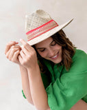 Maradji - SOMBRERO ROSA & GOLD STRAW HAT: M