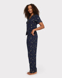 Chelsea Peers - Cotton Cheesecloth Foil Star Print Long Pyjama Set - Navy: Navy / 8