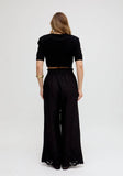 Raffya - Laya Wide Leg Cutwork Trouser In Black: 10