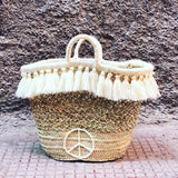 MARRAKECH METACRAFT LTD - Palm basket in braided palm and customized tassels & handles
