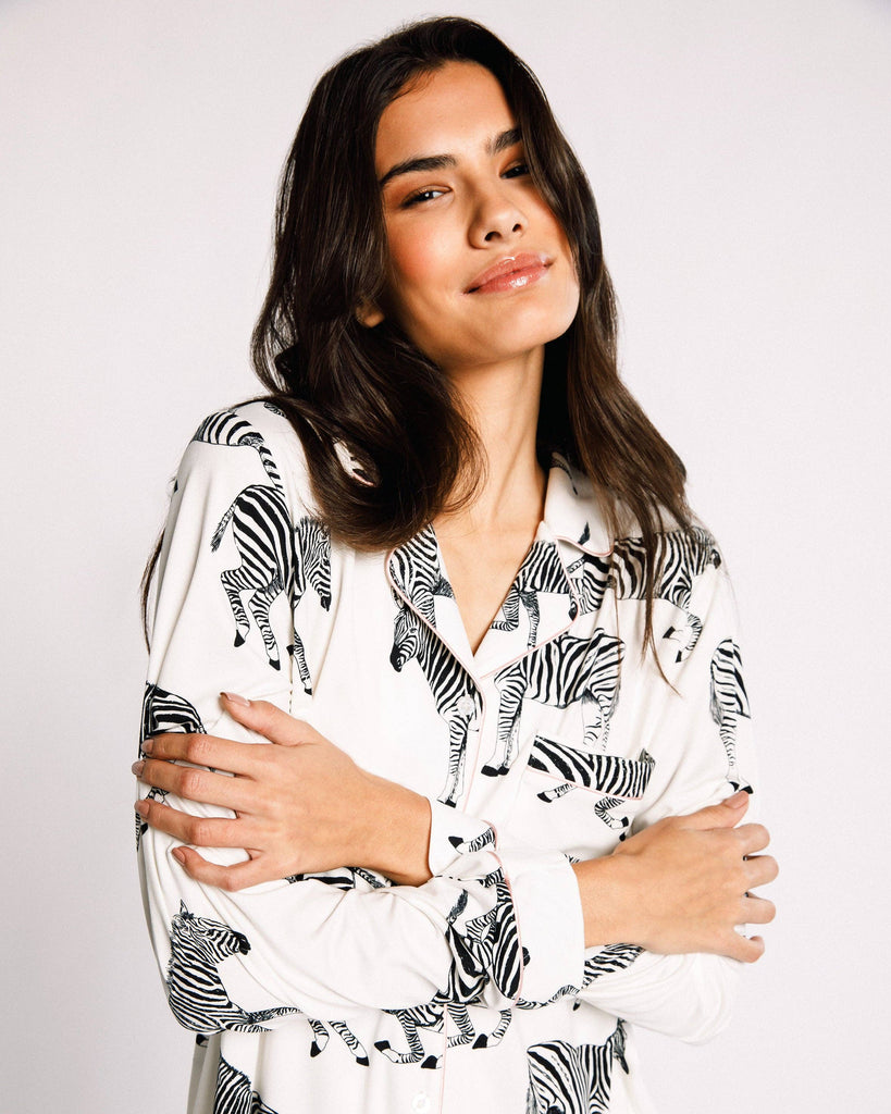 Chelsea Peers - White Zebra Print: White / S
