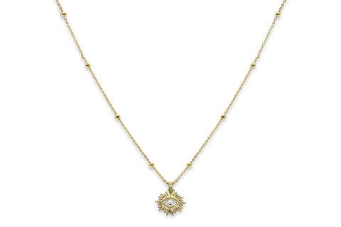 Boho Betty - Mami Evil Eye Gold Long CZ Necklace