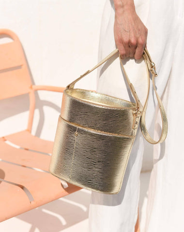 Maradji - PACO GOLD LEATHER BUCKET BAG