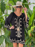 Ollie Burwell - Kaftan beach cover up  Glitter and Sparkle Dress - Black & gold