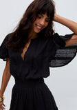 Raffya - Candice Flutter Sleeve Jacquard Maxi Dress In Black: 10