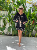 Ollie Burwell - Kaftan beach cover up  Glitter and Sparkle Dress - Black & gold