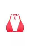 NAIA beach Maia luxury bikini top bottom in Mustique Magenta coral red with gold trim, by Tess Daly, Coastal Culture Abersoch, back view