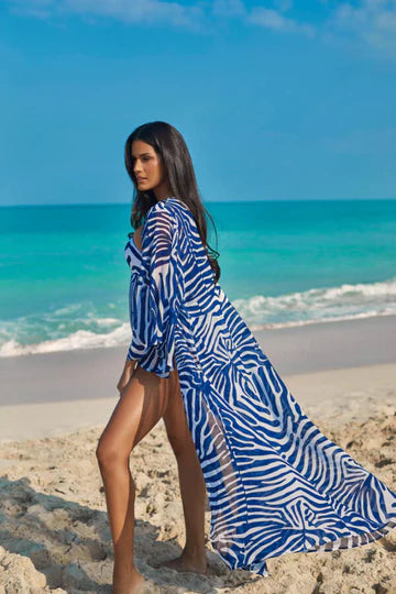 NAIA BEACH Maia Bikini Brief Navy Zebra Coastal Culture