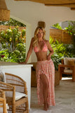 NAIA BEACH - Kate front split Snake Maxi Skirt - Sunkissed Coral NAIA Beach beach beach dress multi-way skirt Naia navy