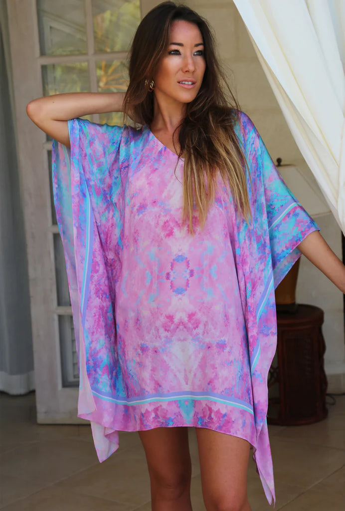 Sophia Alexia Pink Fantasy Silk Kaftan Beachwear Sophia Alexia