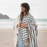 Atlantic Blankets - Sailor Blue Stripe Wool Blanket: Large 130 x 200cm