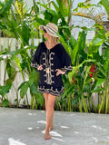 Ollie Burwell - Kaftan beach cover up  Glitter and Sparkle Dress - Black & gold