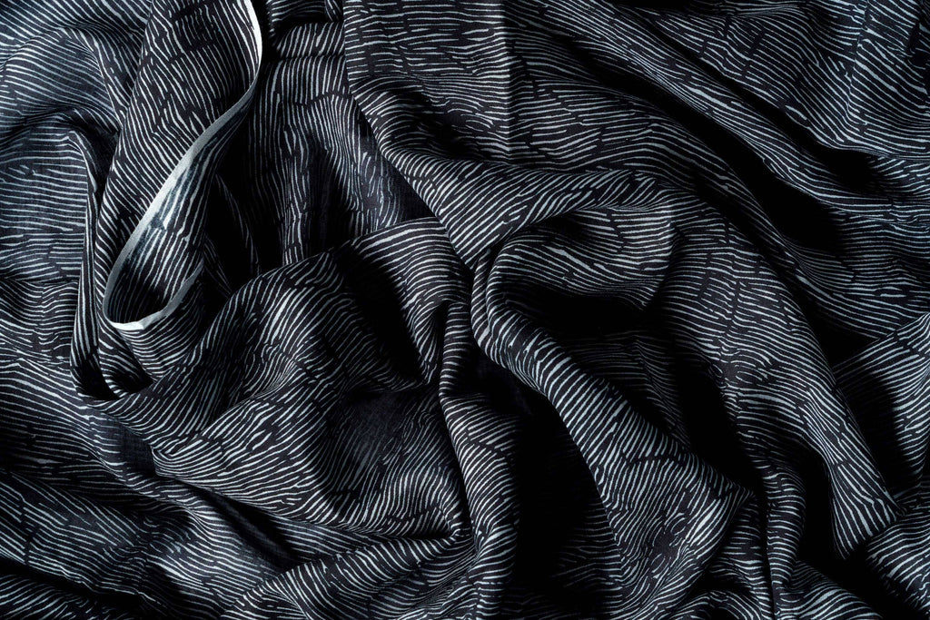 Ollie Burwell - Black Echo | Eco-Friendly | Silk Sarong | Scarf | Hand-Print