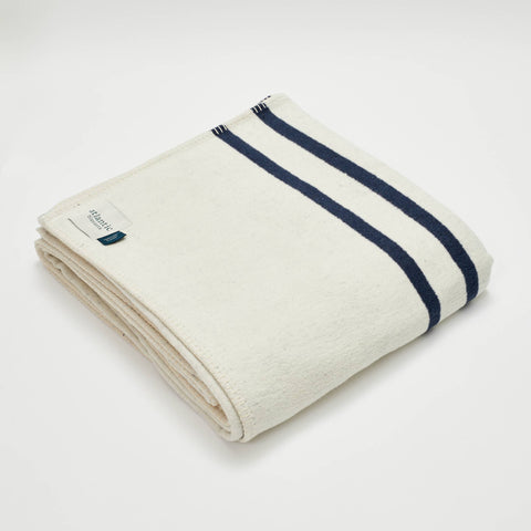 Atlantic Blankets - Navy Stripe Recycled Cotton Blanket: Large 160 x 200cm