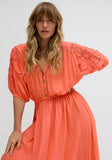 Raffya - Somerton Kaftan Style Embroidered Maxi Dress In Orange: 10