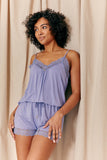 Pretty You London lilac softest ever bamboo cami & short set pj’s lace trim pyjamas at Coastal Culture Abersoch