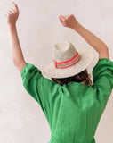 Maradji - SOMBRERO ROSA & GOLD STRAW HAT: M