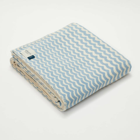 Atlantic Blankets - Powder Blue Swell Recycled Cotton Blanket: Large 160 x 200cm