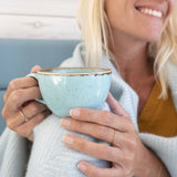 Atlantic Blankets - Light Duck Egg Blue Herringbone Wool Blanket: 130 x 200cm