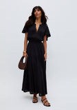 Raffya - Candice Flutter Sleeve Jacquard Maxi Dress In Black: 10