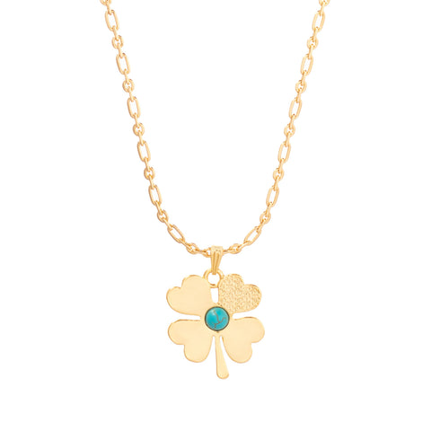 Talis Chains - Lucky Clover Pendant Necklace - Turquoise Talis Chains