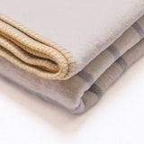 Atlantic Blankets - Grey Stripe Recycled Cotton Blanket - Yellow Stitch: Large 160 x 200cm