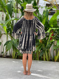 Ollie Burwell - Kaftan beach cover up black and gold  - Tye dye one size: Medium / Large