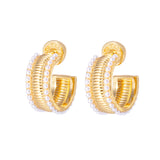 Talis Chains - Manhattan Flat Hoop Earrings - Pearl Talis Chains