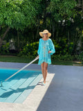 Ollie Burwell - Kaftan Bech cover up Turquoise one size