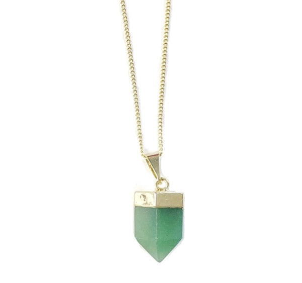 Crystal and Sage - Aventurine Necklace, Gold Plated Coastal Culture