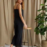 Pretty You London - Bamboo Lace Cami and Cropped Trouser Pj Set in Raven Pretty You London Faire