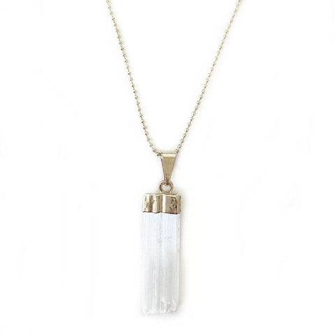 Crystal and Sage - Selenite - Gold Plated Selenite Necklace Crystal and Sage Faire